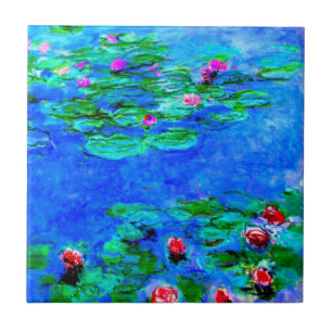 Waterlelies, rood, door Oscar-Claude Monet Tegeltje
