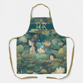 Waterlelies sprookjesachtige groene tinten op maat schort