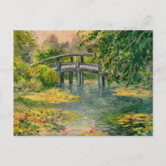 Waterlelies van Claude Monet, Brug, Zonsondergang Briefkaart (Voorkant)