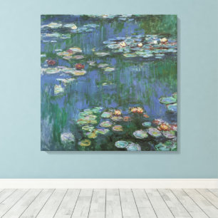 Waterlelies van Claude Monet, Oude Bloemen Canvas Afdruk