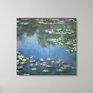 Waterlelies van Claude Monet, Oude Bloemen Canvas Afdruk