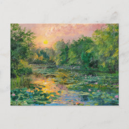 Waterlelies van Claude Monet, zonsondergang, kleur Briefkaart