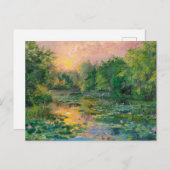 Waterlelies van Claude Monet, zonsondergang, kleur Briefkaart (Voorkant / Achterkant)