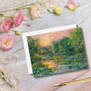 Waterlelies van Claude Monet, Zonsondergang, Kleur Briefkaart