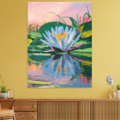 Waterlelies van Claude Monet, Zonsondergang, Kleur Canvas Afdruk (Insitu (Woonkamer))