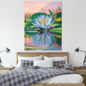 Waterlelies van Claude Monet, Zonsondergang, Kleur Canvas Afdruk (Insitu (Slaapkamer))