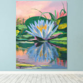 Waterlelies van Claude Monet, Zonsondergang, Kleur Canvas Afdruk (Insitu (Houten vloer))