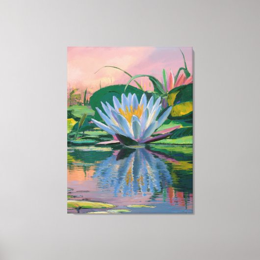 Waterlelies van Claude Monet, Zonsondergang, Kleur Canvas Afdruk (Voorkant)