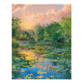 Waterlelies van Claude Monet, zonsondergang, kleur Foto Afdruk (Voorkant)