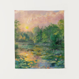 Waterlelies van Claude Monet, Zonsondergang, Kleur Wandkleed