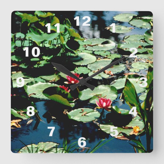 Waterlelies Vierkante Klok (Voorkant)
