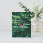 WATERLELIES VIJVER IN GROENE, Paarse Gem Briefkaart (Staand voorkant)