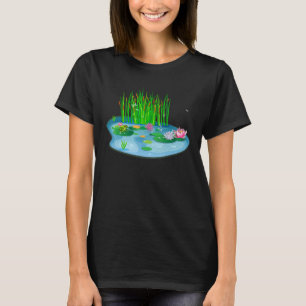 waterlelies Vijver met Kikker op leliepad Cattails T-shirt