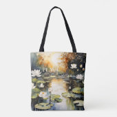Waterlelies Vijver Vrede Liefde Meditatie Tote Bag (Achterkant)