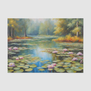 Waterlelievijver, bos, Natuur illustratie Tissuepapier