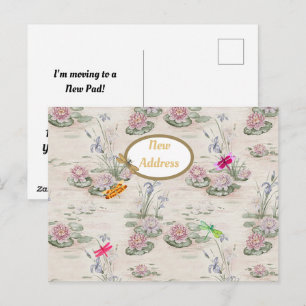 Waterlelievijver en Libellen Nieuw Adres Briefkaart