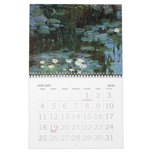  Waterlilies Fine Art van Claude Monet Kalender (Jan 2026)