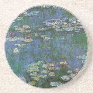 Waterlilies van Claude Monet, Vintage Flowers Zandsteen Onderzetter