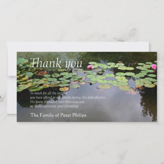 Waterlily 3 vredige tuin sympathie dank u bedankkaart (Voorkant)