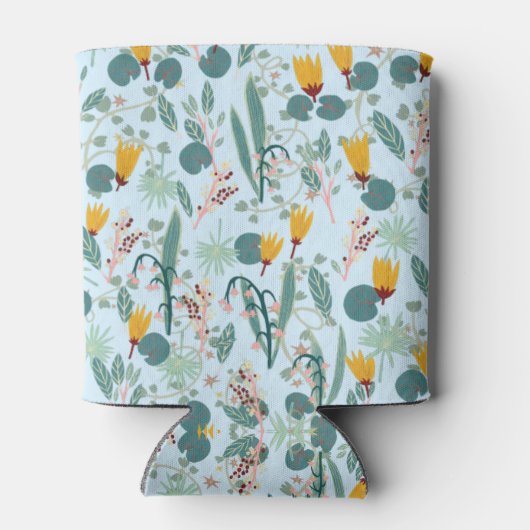 Waterlily Blooms Garden Pattern BLue Blikjeskoeler (Achterkant)