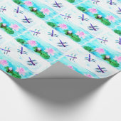 Waterlily Flowers Turquoise Dragonfly Cadeaupapier (Hoek)
