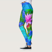 Waterlily Lotus Blossom Blue Yoga Bliss Leggings (Links)