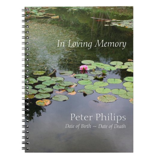 Waterlily Peaceful Garden Memorial Guest Book Notitieboek (Voorkant)