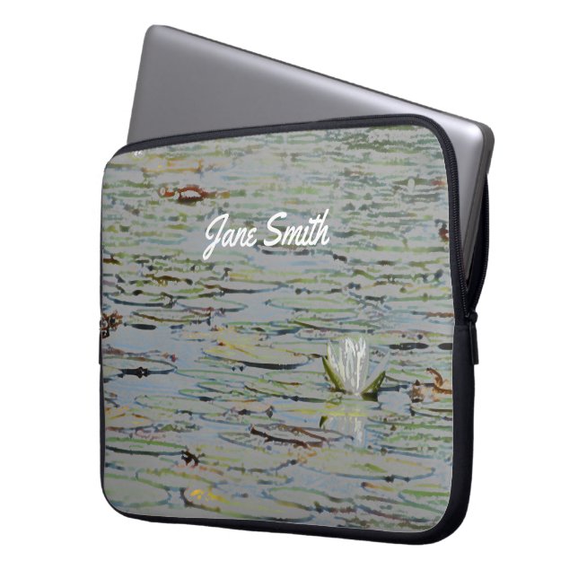 Waterlily Pond Lake Flower I-laptophoes Laptop Sleeve (Voorkant Links)