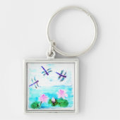 Waterlily Pond Painting Dragonfly Sleutelhanger (Voorkant)