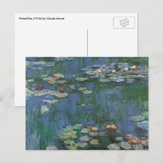 Waterlioenen van Claude Monet,  bloemen Briefkaart (Voorkant / Achterkant)
