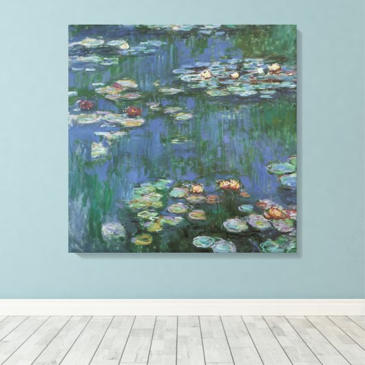 Waterlioenen van Claude Monet,  bloemen Canvas Afdruk (Insitu (Houten vloer))