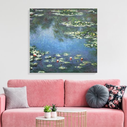 Waterlioenen van Claude Monet, bloemen Canvas Afdruk (Insitu (Woonkamer))