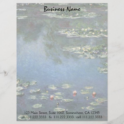 Waterlioenen van Claude Monet,  bloemen Gepersonaliseerd Briefhoofd (Voorkant)