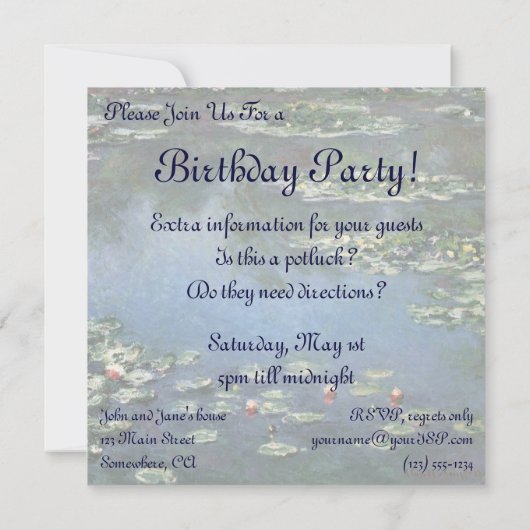 Waterlioenen van Claude Monet,  bloemen Kaart (Achterkant)