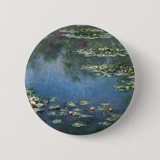 Waterlioenen van Claude Monet,  bloemen Ronde Button 5,7 Cm (Voorkant)
