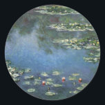 Waterlioenen van Claude Monet,  bloemen Ronde Sticker<br><div class="desc">Water Lilies (1906) van Claude Monet is een impressionisme in het kunstlandschap schilderij. Het is een van de vele variaties van waterlelie schilderijen die Monet schilderde in zijn bloemtuin in Giverny, Frankrijk. Waterlelijke bloemen in een veerseizoen vijver. Over de kunstenaar: Claude Monet (1840-1926) was een oprichter van de Franse impressionistische...</div>