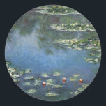 Waterlioenen van Claude Monet,  bloemen Ronde Sticker<br><div class="desc">Water Lilies (1906) van Claude Monet is een impressionisme in het kunstlandschap schilderij. Het is een van de vele variaties van waterlelie schilderijen die Monet schilderde in zijn bloemtuin in Giverny, Frankrijk. Waterlelijke bloemen in een veerseizoen vijver. Over de kunstenaar: Claude Monet (1840-1926) was een oprichter van de Franse impressionistische...</div>