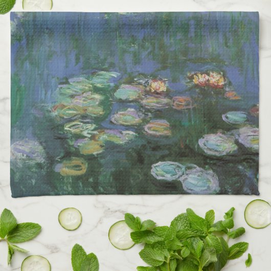Waterlioenen van Claude Monet,  bloemen Theedoek (Gevouwen)
