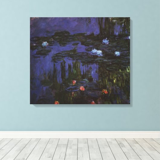 Waterlioenen van Claude Monet,  impressionisme Canvas Afdruk (Insitu (Houten vloer))