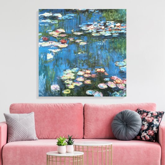 Waterlioenen van Claude Monet, impressionisme Canvas Afdruk (Insitu (Woonkamer))