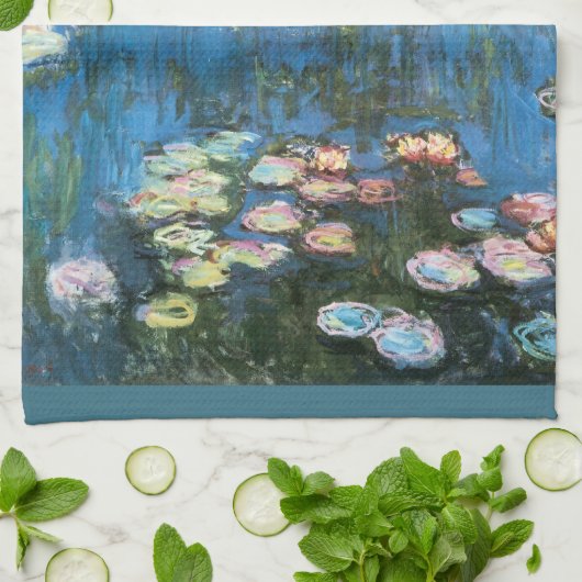 Waterlioenen van Claude Monet,  impressionisme Theedoek (Gevouwen)