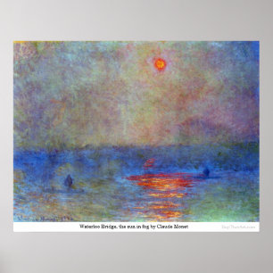 Waterloo Bridge, de zon in mist door Claude Monet Poster