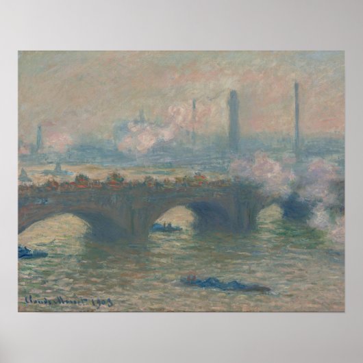 Waterloo Bridge, Grey Day (1903) door Claude Monet Poster (Voorkant)