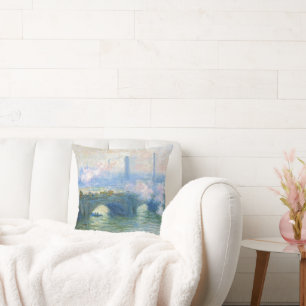 Waterloo Bridge, Londen door Claude Monet Kussen