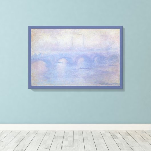 Waterloo Bridge, Mist Effect door Claude Monet Canvas Afdruk (Insitu (Houten vloer))