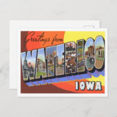 Waterloo, Iowa  Big Letters Briefkaart (Voorkant / Achterkant)