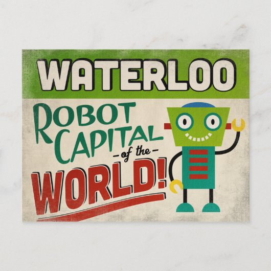 Waterloo Iowa Robot - Funny  Briefkaart (Voorkant)