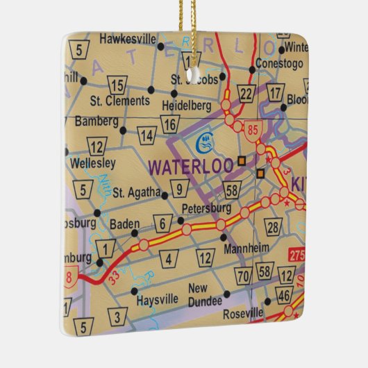 Waterloo Ontario Map Keramisch Ornament (Rechts)