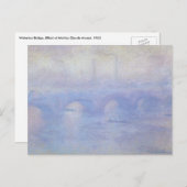 Waterloorbrug, met een mist-effect van Claude Mone Briefkaart (Voorkant / Achterkant)