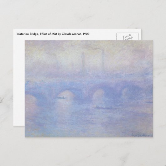 Waterloorbrug, met een mist-effect van Claude Mone Briefkaart (Voorkant / Achterkant)